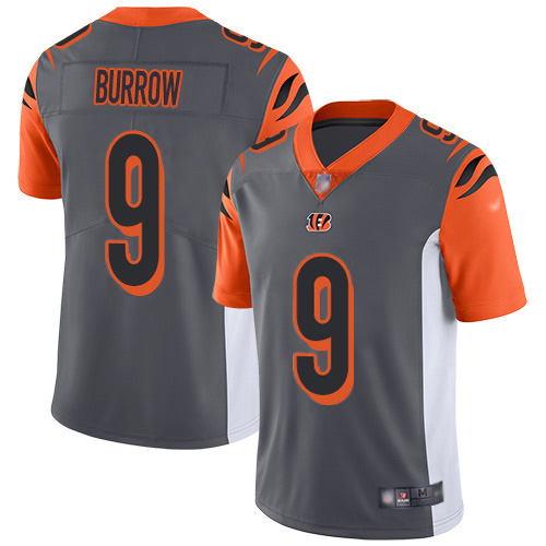 Nike Bengals #9 Joe Burrow Silver Youth Stitched NFL Limited Inverted Legend Jersey